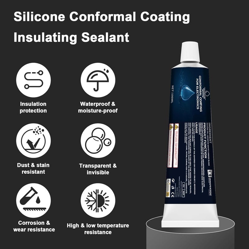 1DFAUL 100ml Conformal Coating for Electronics, Silicone Conformal Coating Insulating Sealant, Waterproof, Dust& Moisture Resistant, for Reliable Electronic Components Protection - Image 5